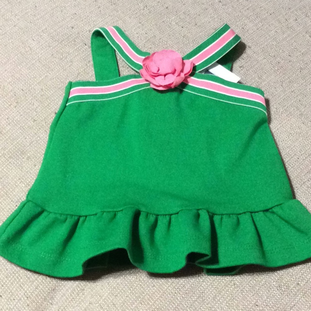 NWT Janie and Jack green ruffle flower top 3-6 mon
